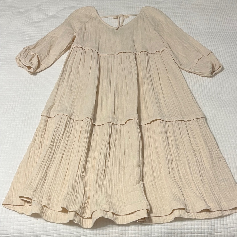 Flowy Cream Tiered Dress